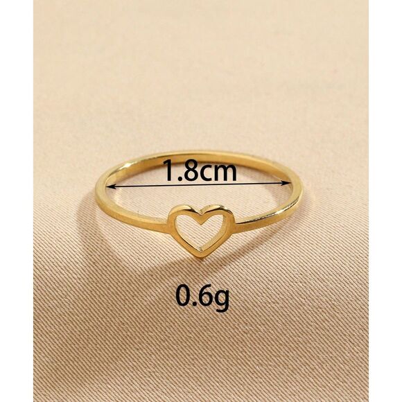 Simple Gold Stainless Steel Hollow Heart Ring Fashion Jewelry Promise Gift sz: 6 - Picture 3 of 4